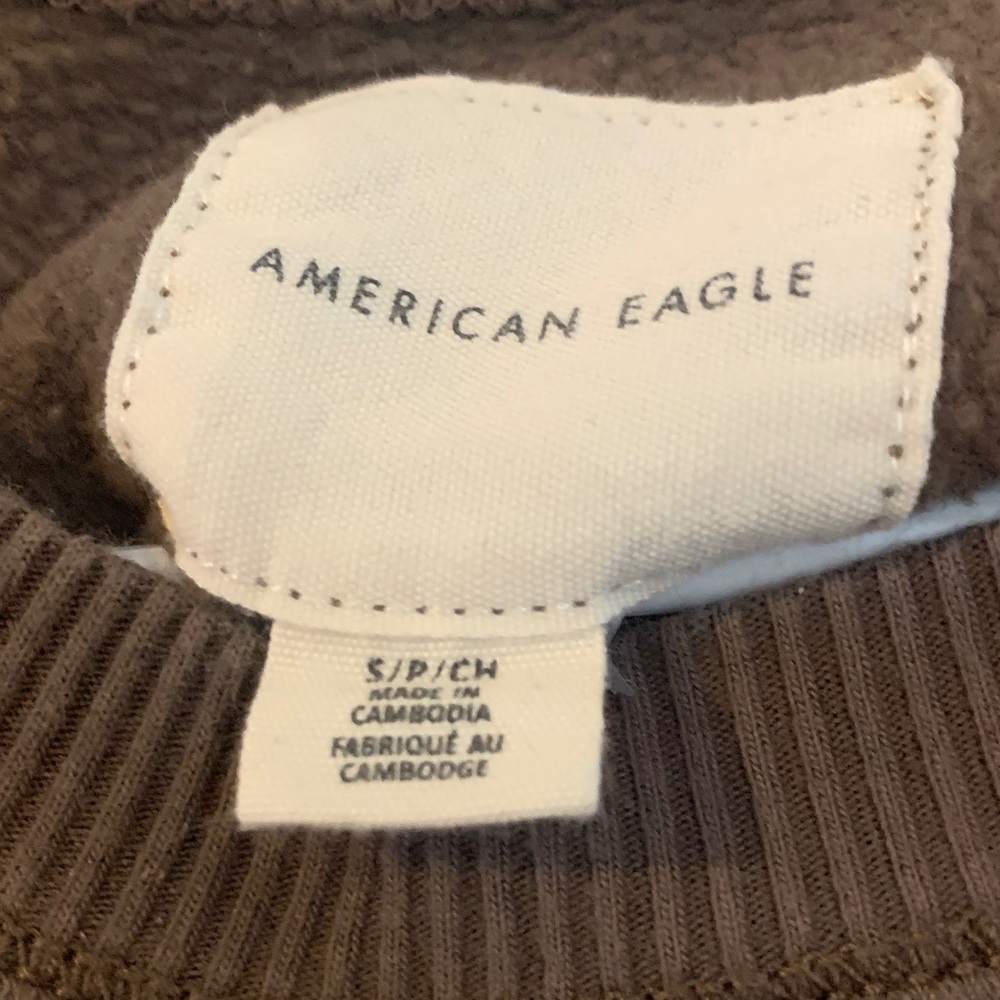 American Eagle Outfitters Brown Crewneck with Cream Script - Picture 2 of 4